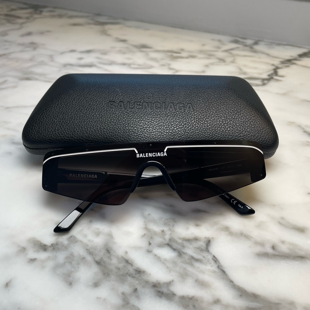 Balenciaga Ski Rectangle Sunglasses BB0003S 001